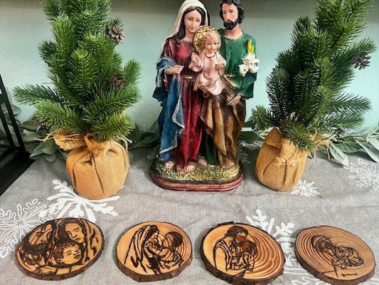 Holy Family Live Edge Pine Coasters