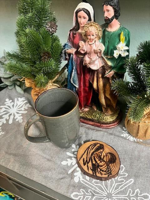 Holy Family Live Edge Pine Coasters